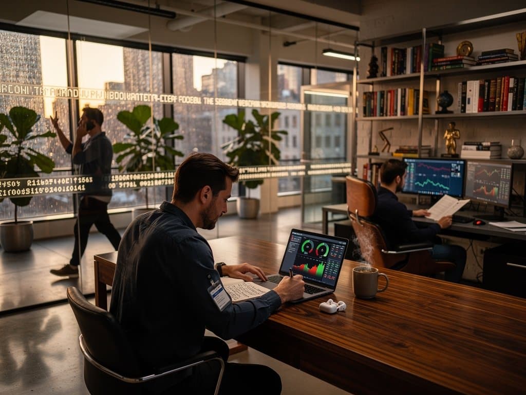 Flatiron loft swaps smart lock for mechanical deadbolt amid Fear & Greed Index display and circadian lighting